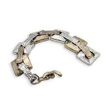 MANDILE - BRACCIALE SNODATO QUADRATI ARGENTO 925 E BRONZO