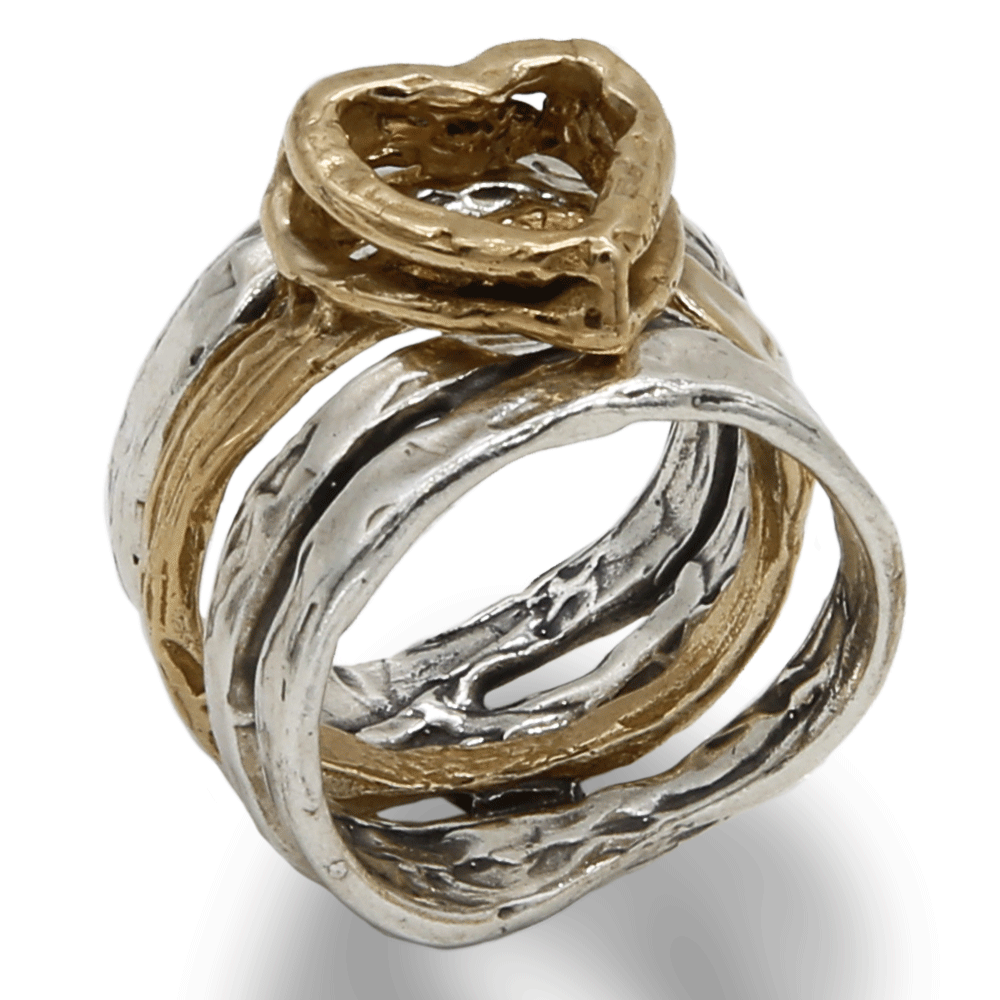 MANDILE - Anello unisex in argento 925 e bronzo con elemento semovibile.