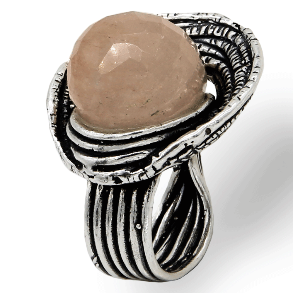 MANDILE - Anello in argento 925 e quarzo rutilato taglio goccia briolette