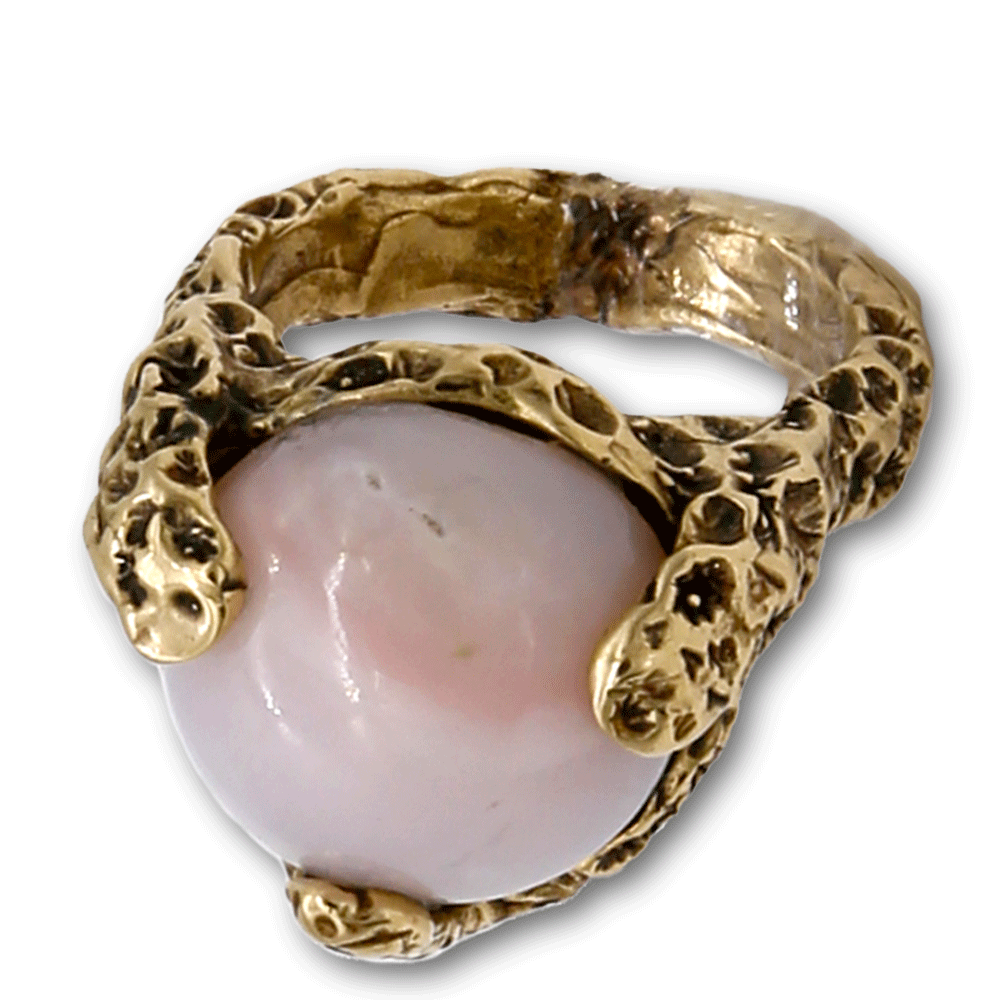 MANDILE - Anello contrariè composto da due anelli uno in argento e uno bronzo con pietra