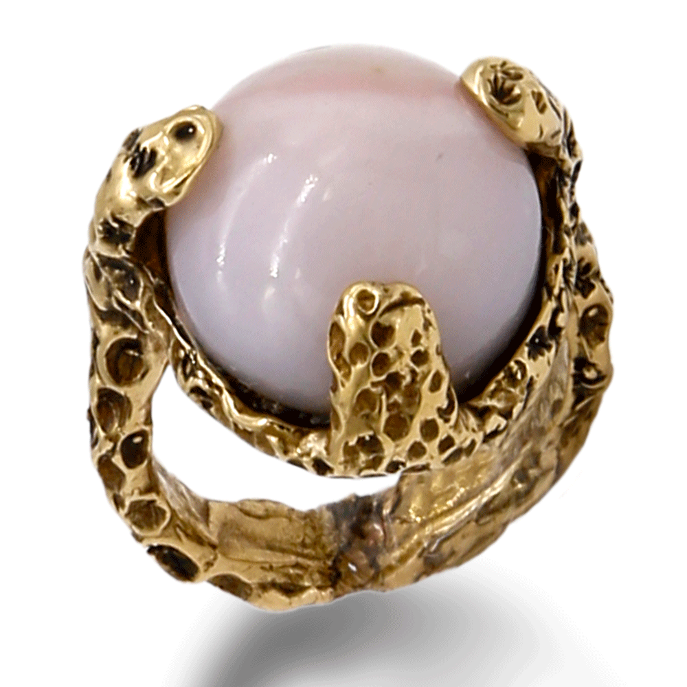 MANDILE - Anello contrariè composto da due anelli uno in argento e uno bronzo con pietra